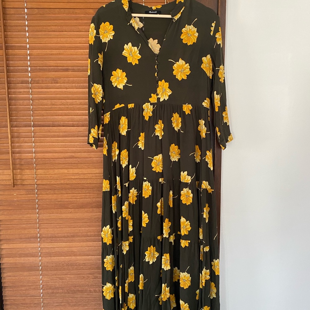 Madewell olive floral dress